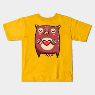 Owl with Heart Kids T-Shirt